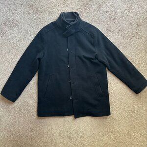 Calvin Klein Jacket Mens Large Wool Blend Full Zip Black Buttons Pockets